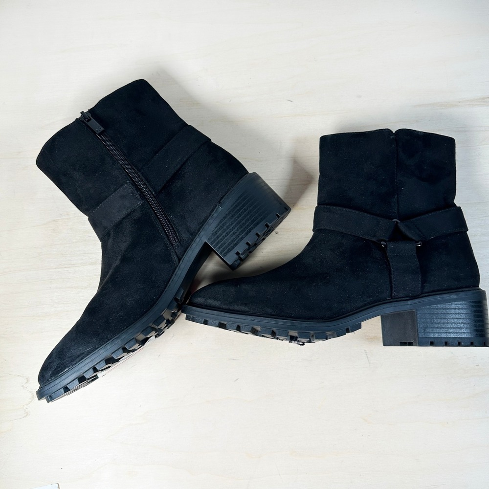 NEW Splendid Women's Samy Boot Black Harness Faux Suede 9 Moto